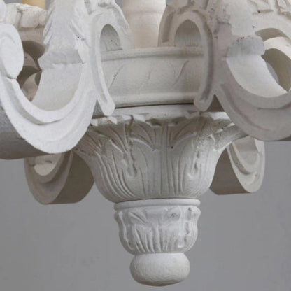 Traditional Vintage Wood Pillar Candle-Shaped 5/6/8 Light Chandeliers For Living Room