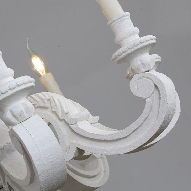 Traditional Vintage Wood Pillar Candle-Shaped 5/6/8 Light Chandeliers For Living Room