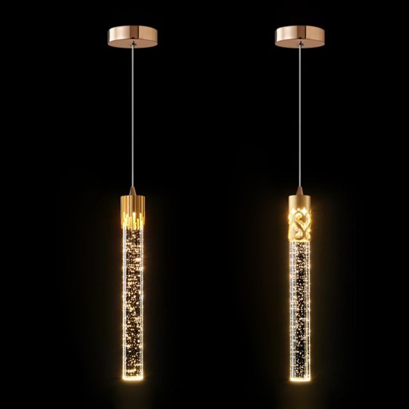 مصباح LED معلق على شكل فقاعة هوائية من الحديد الكريستالي بتصميم عصري بسيط لوضعه بجانب السرير 