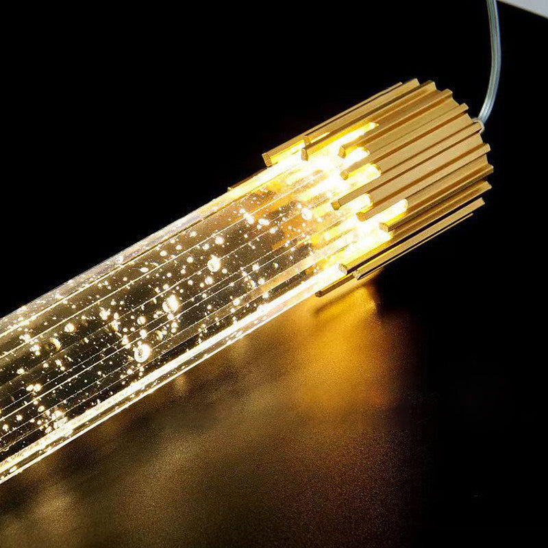 مصباح LED معلق على شكل فقاعة هوائية من الحديد الكريستالي بتصميم عصري بسيط لوضعه بجانب السرير 