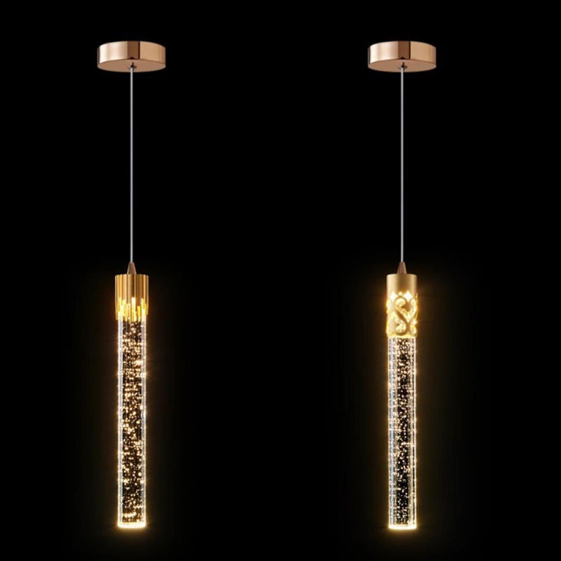 مصباح LED معلق على شكل فقاعة هوائية من الحديد الكريستالي بتصميم عصري بسيط لوضعه بجانب السرير 