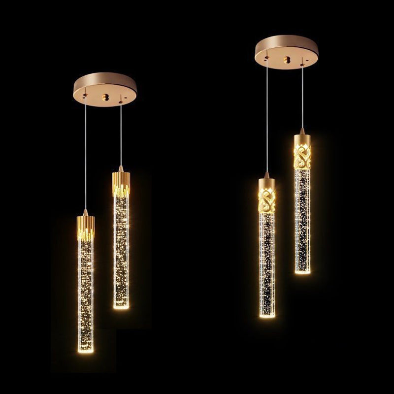 مصباح LED معلق على شكل فقاعة هوائية من الحديد الكريستالي بتصميم عصري بسيط لوضعه بجانب السرير 