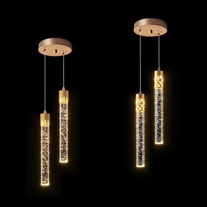 مصباح LED معلق على شكل فقاعة هوائية من الحديد الكريستالي بتصميم عصري بسيط لوضعه بجانب السرير 