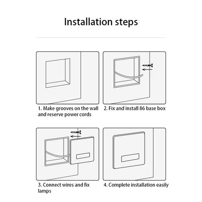 Modern Minimalist Waterproof Aluminum Alloy Steel PC Square LED Recessed Wall Sconce Lamp For Hallway