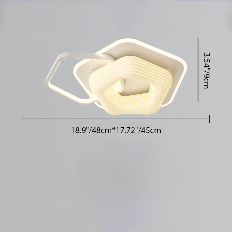 Contemporary Nordic Hardware PE Flower Triangle Round LED Flush Mount Ceiling Light For Bedroom