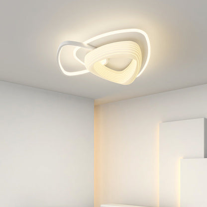 Contemporary Nordic Hardware PE Flower Triangle Round LED Flush Mount Ceiling Light For Bedroom