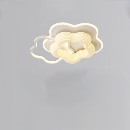 Contemporary Nordic Hardware PE Flower Triangle Round LED Flush Mount Ceiling Light For Bedroom