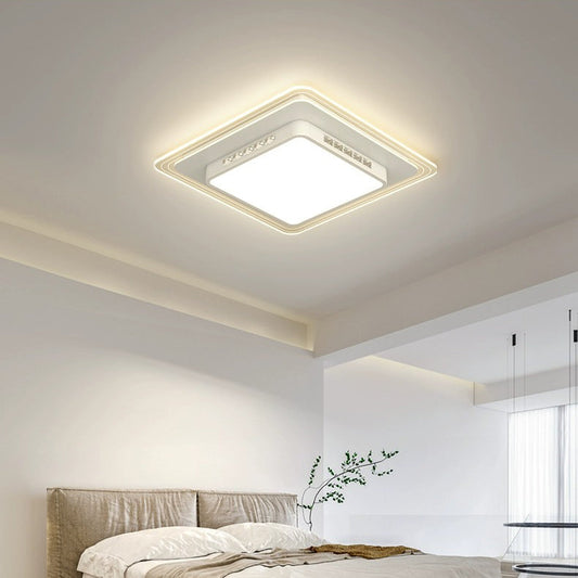 Modern Simplicity Hardware Acrylic Rectangular Square Round Striped LED Flush Mount Ceiling Light For Living Room
