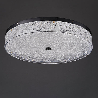 Contemporary Scandinavian Stainless Steel Iron Resin Round Crackle LED Flush Mount Ceiling Light For Bedroom