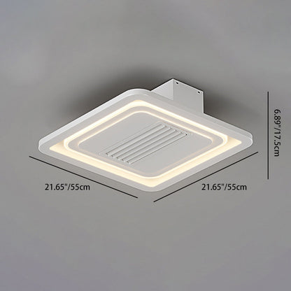 モダンでシンプルな鉄製アクリルアルミスクエアラウンドLEDセミフラッシュマウントシーリングファンライト寝室用