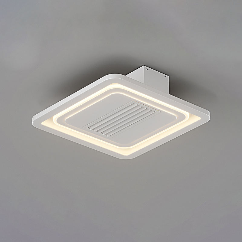モダンでシンプルな鉄製アクリルアルミスクエアラウンドLEDセミフラッシュマウントシーリングファンライト寝室用
