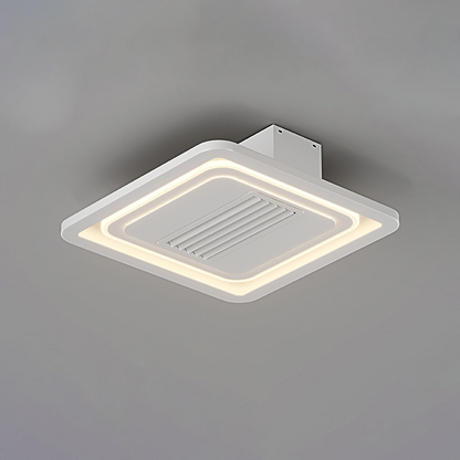 モダンでシンプルな鉄製アクリルアルミスクエアラウンドLEDセミフラッシュマウントシーリングファンライト寝室用