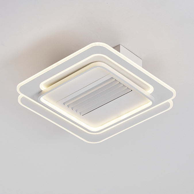 モダンでシンプルな鉄製アクリルアルミスクエアラウンドLEDセミフラッシュマウントシーリングファンライト寝室用
