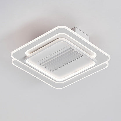 モダンでシンプルな鉄製アクリルアルミスクエアラウンドLEDセミフラッシュマウントシーリングファンライト寝室用