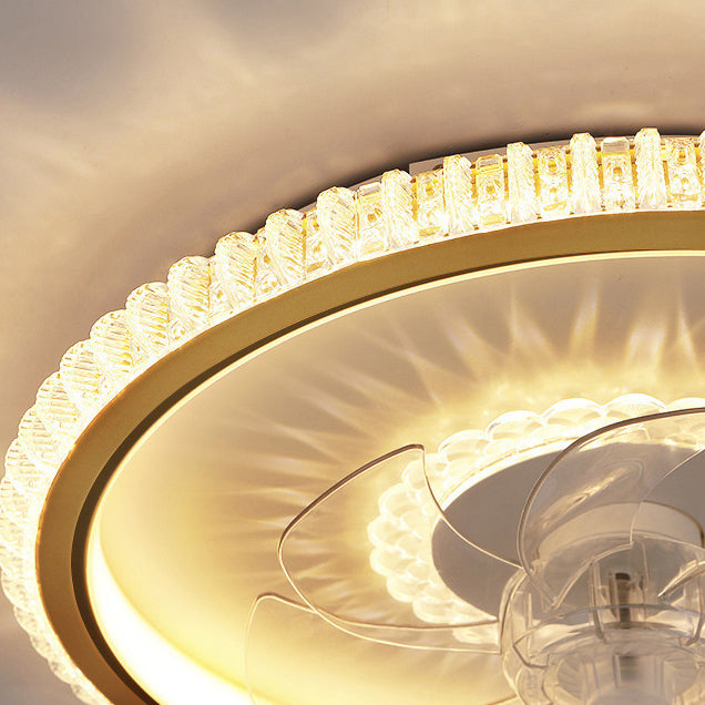 Modern Luxury Kids Round Crown Animal Acrylic ABS LED Flush Mount Ceiling Fan Light For Bedroom