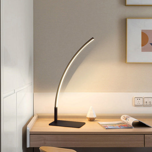 Modern Minimalist USB Curved Iron Aluminum LED Desk Lamp For Study