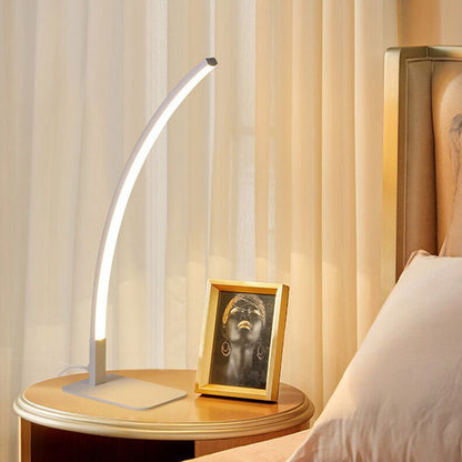 Modern Minimalist USB Curved Iron Aluminum LED Desk Lamp For Study