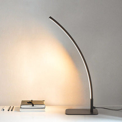 Modern Minimalist USB Curved Iron Aluminum LED Desk Lamp For Study