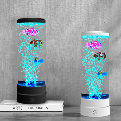 Contemporary Creative USB Battery ABS Simulation Bubble Fish Tank Cylinder LED Table Lamp Night Light For Bedroom