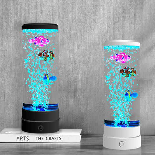 Contemporary Creative USB Battery ABS Simulation Bubble Fish Tank Cylinder LED Table Lamp Night Light For Bedroom