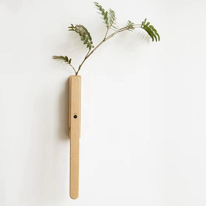 Contemporary Nordic Walnut Beech Rechargeable Strip Floral Container LED Wall Sconce Lamp For Bedside