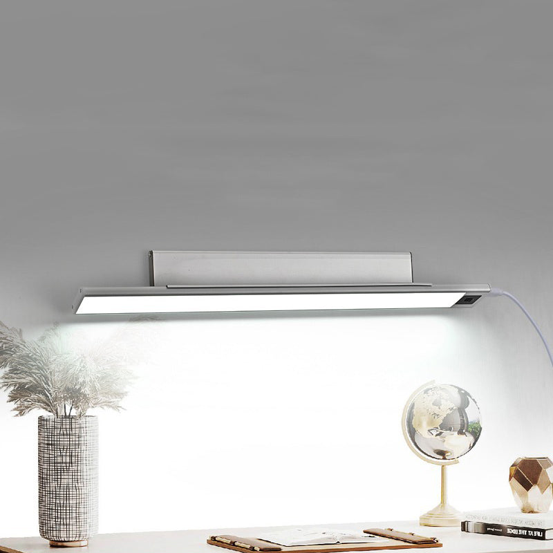 Modern Minimalist Rechargeable Aluminum Acrylic PC Hand Swipe Sensor Rectangular LED Wall Sconce Lamp For Study