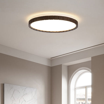 Contemporary Retro Iron Plastic Round Fence LED Flush Mount Ceiling Light For Bedroom