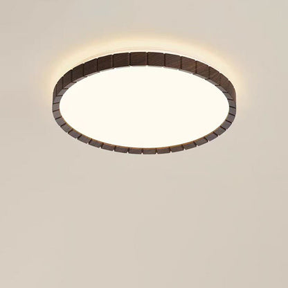 Contemporary Retro Iron Plastic Round Fence LED Flush Mount Ceiling Light For Bedroom