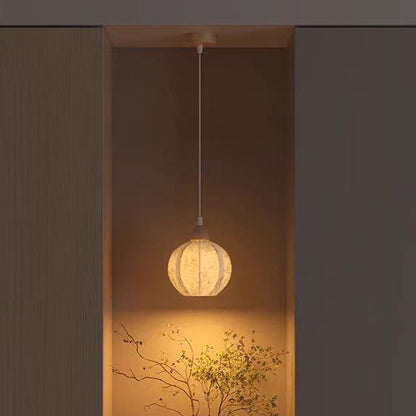 Traditional French Iron Fabric Ball Flower Pattern 1-Light Pendant Light For Bedside