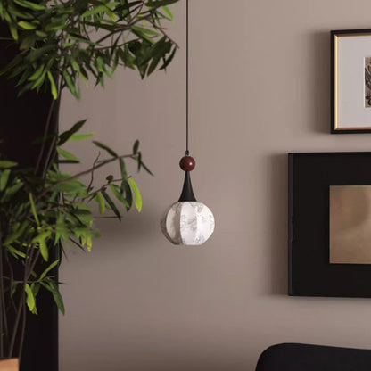 Traditional French Iron Fabric Ball Flower Pattern 1-Light Pendant Light For Bedside