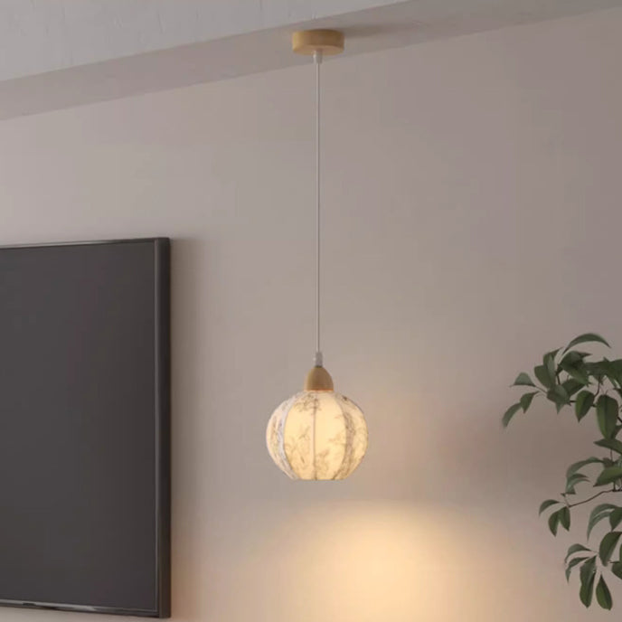 Traditional French Iron Fabric Ball Flower Pattern 1-Light Pendant Light For Bedside