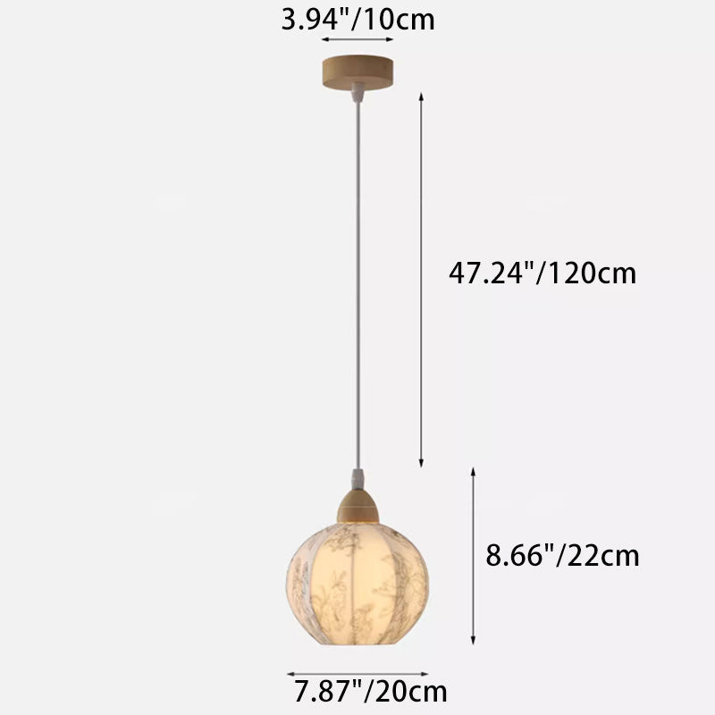 Traditional French Iron Fabric Ball Flower Pattern 1-Light Pendant Light For Bedside