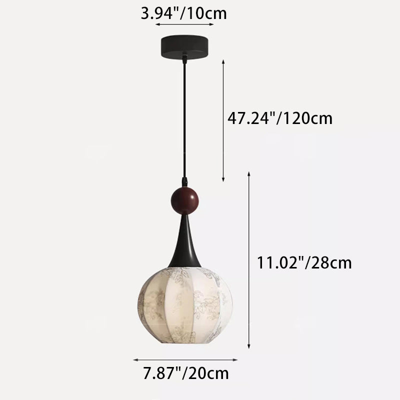 Traditional French Iron Fabric Ball Flower Pattern 1-Light Pendant Light For Bedside