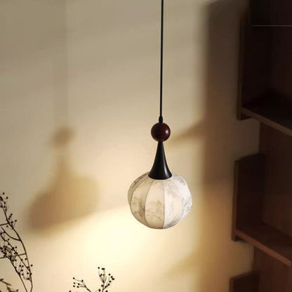 Traditional French Iron Fabric Ball Flower Pattern 1-Light Pendant Light For Bedside