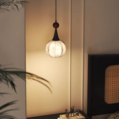 Traditional French Iron Fabric Ball Flower Pattern 1-Light Pendant Light For Bedside