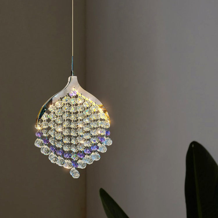 Modern Luxury Hardware Crystal Beads Fishtail LED Pendant Light For Bedside