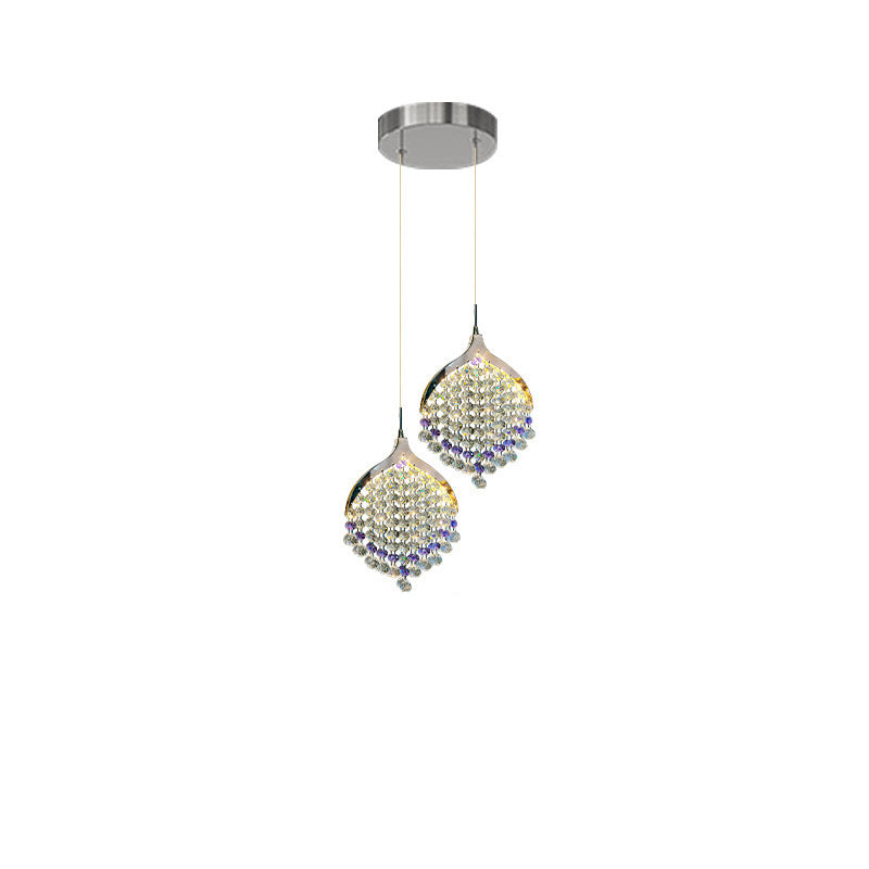 Modern Luxury Hardware Crystal Beads Fishtail LED Pendant Light For Bedside