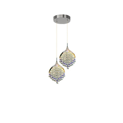 Modern Luxury Hardware Crystal Beads Fishtail LED Pendant Light For Bedside