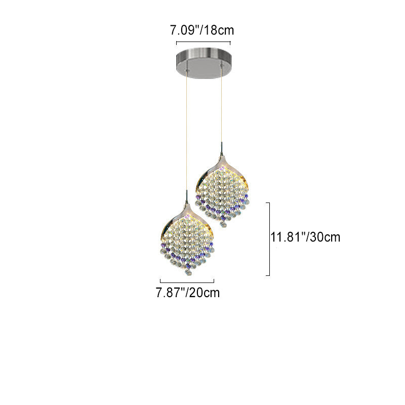 Modern Luxury Hardware Crystal Beads Fishtail LED Pendant Light For Bedside