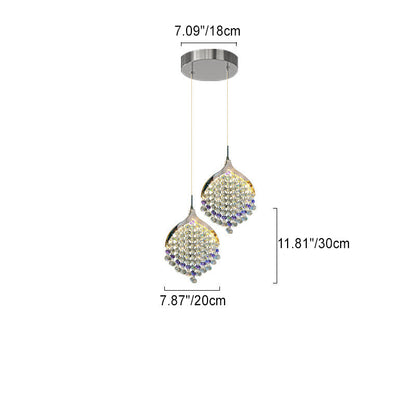 Modern Luxury Hardware Crystal Beads Fishtail LED Pendant Light For Bedside