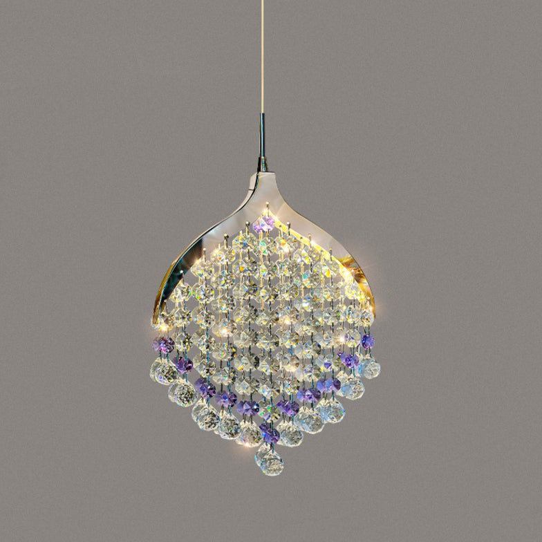 Modern Luxury Hardware Crystal Beads Fishtail LED Pendant Light For Bedside