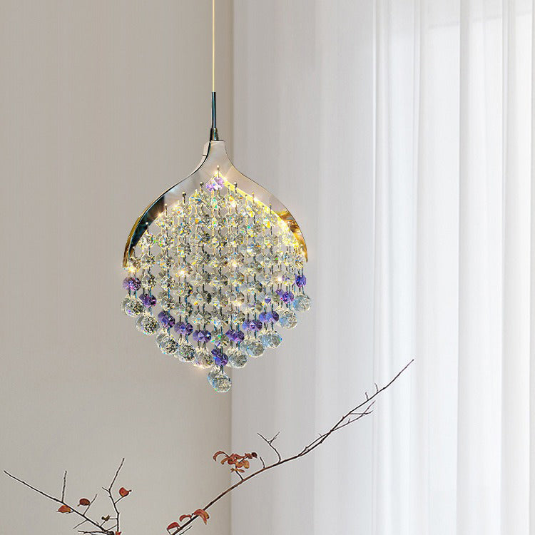 Modern Luxury Hardware Crystal Beads Fishtail LED Pendant Light For Bedside