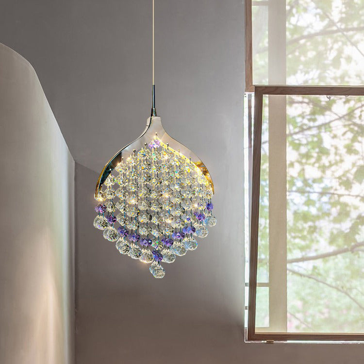 Modern Luxury Hardware Crystal Beads Fishtail LED Pendant Light For Bedside