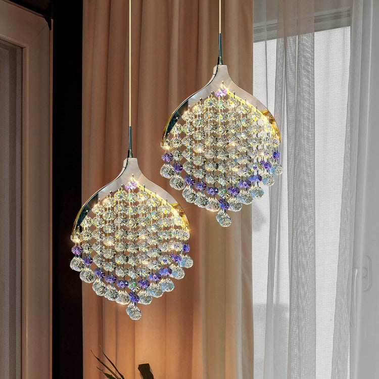 Modern Luxury Hardware Crystal Beads Fishtail LED Pendant Light For Bedside