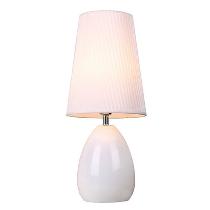 Contemporary Nordic Iron Fabric Cylinder Striped Touch Sensor Dimmable 1-Light Table Lamp For Bedside