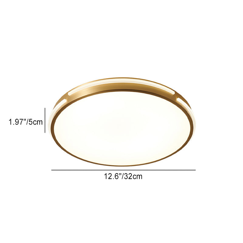 Modern Mid-century Brass Acrylic Round Line LED Flush Mount Ceiling Light For Bedroom