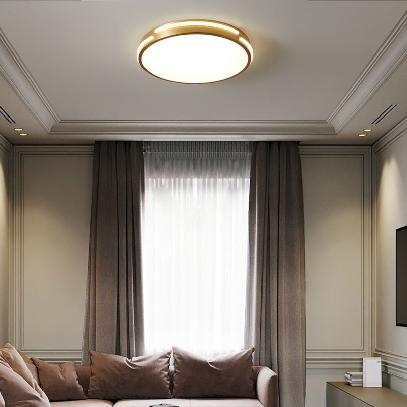 Modern Mid-century Brass Acrylic Round Line LED Flush Mount Ceiling Light For Bedroom