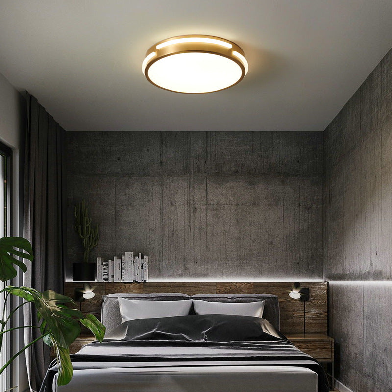 Modern Mid-century Brass Acrylic Round Line LED Flush Mount Ceiling Light For Bedroom