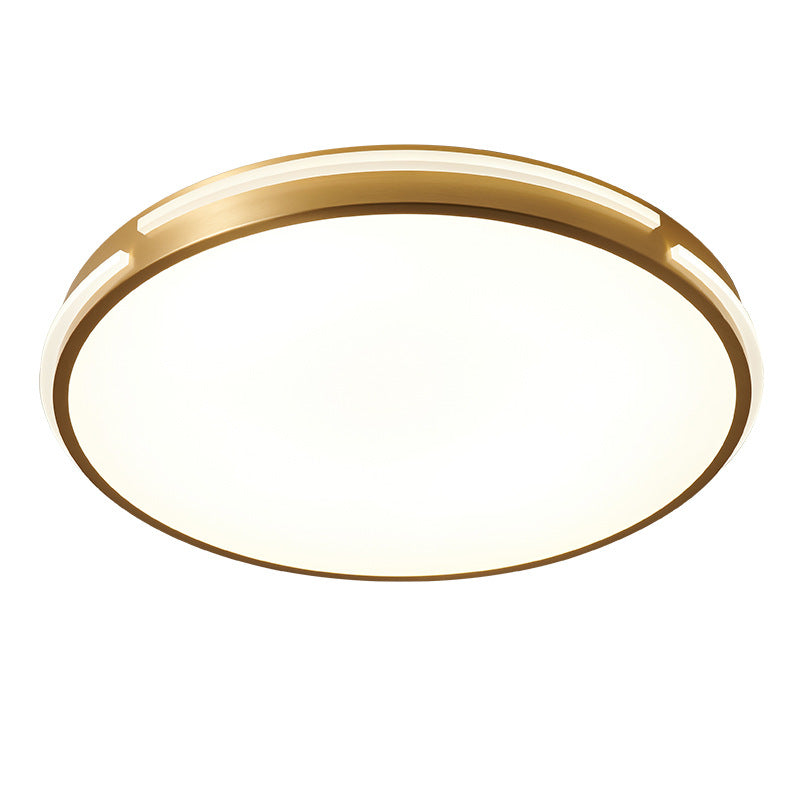 Modern Mid-century Brass Acrylic Round Line LED Flush Mount Ceiling Light For Bedroom