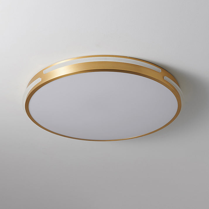 Modern Mid-century Brass Acrylic Round Line LED Flush Mount Ceiling Light For Bedroom
